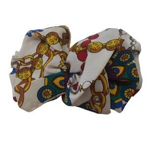 Vintage 90s Hair Clip Oversized Bow Multi Color Jacquard Clip Barrette